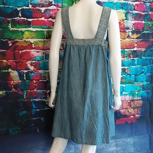 Chambray Ashley Wash Cotton Mini Dress in Ashley Wash XL 14 16 NWT - Picture 3 of 5